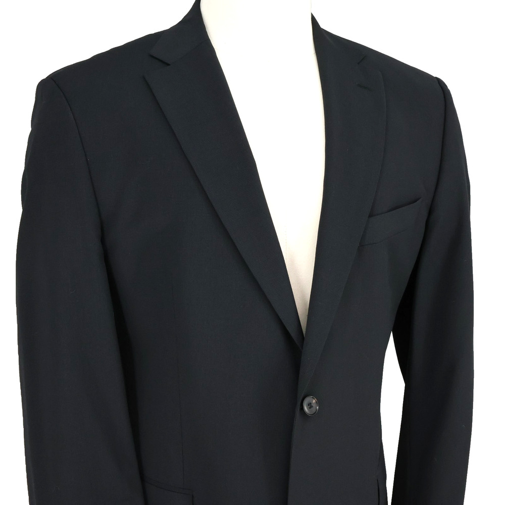 Hugo Boss Sport Coat Mens 42L Black Gray Wool Micro Plaid Jacket Preppy Career - Picture 7 of 16